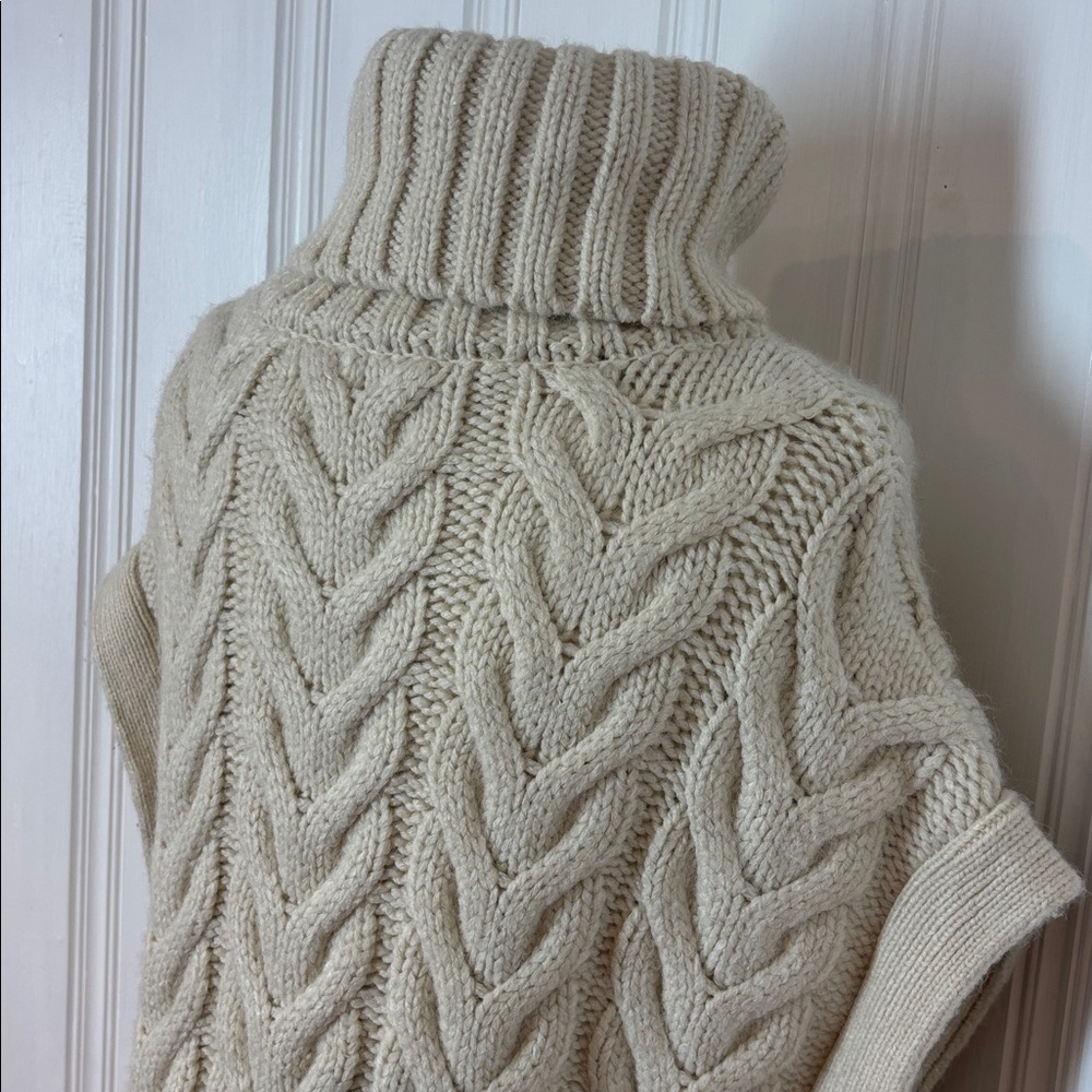ZARA Oversized Cable Knit Turtleneck Sweater Vest – Cream | Size Medium - Picture 5 of 8